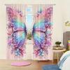 2Pcs- Elegant Colorful Butterfly-Printed Curtains, Pole Bag Curtains, Bedroom And Living Room, Home Decoration, Room Decoration
