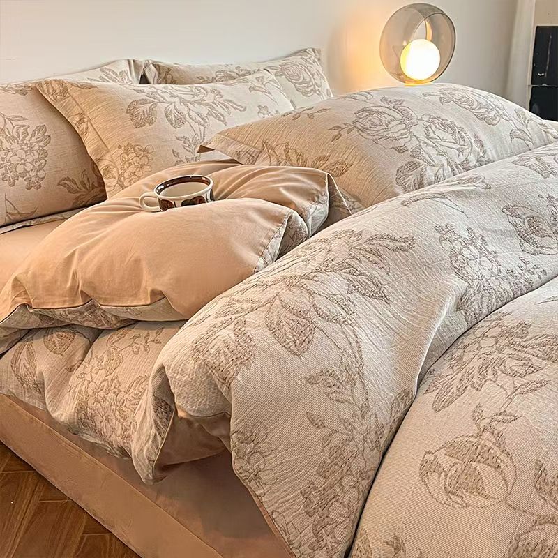 Постельное белье из чистого хлопка с начесом - Полный комплект из четырех предметов, включая простыни и наволочки из 100% хлопка - Трехкомпонентный комплект постельного белья