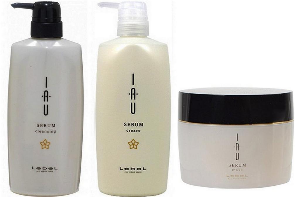 Lebel Iau Serum Cleansing Shampoo 600mL Cream Treatment 600mL Mask 170g Set Lebel Iau SERUM &