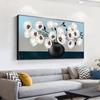 Abstract White Flowers In Black Flowerpot Canvas Painting Modern Nordic Plant Posters And Prints Wall Art Picture For Home Decor