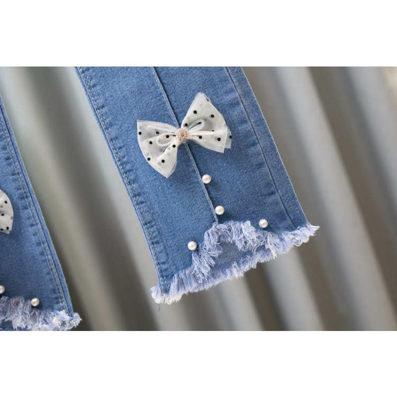 Джинсы для девочек. Весенние и осенние детские широкие брюки. Детские повседневные расклешенные брюки для девочек.