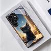 Стеклянный чехол для телефона с рисунком черной кошки, подходит для Samsung Galaxy S26 S25 S24 S23 S22 S20 FE/Ultra/Plus, пылезащитный и ударопрочный