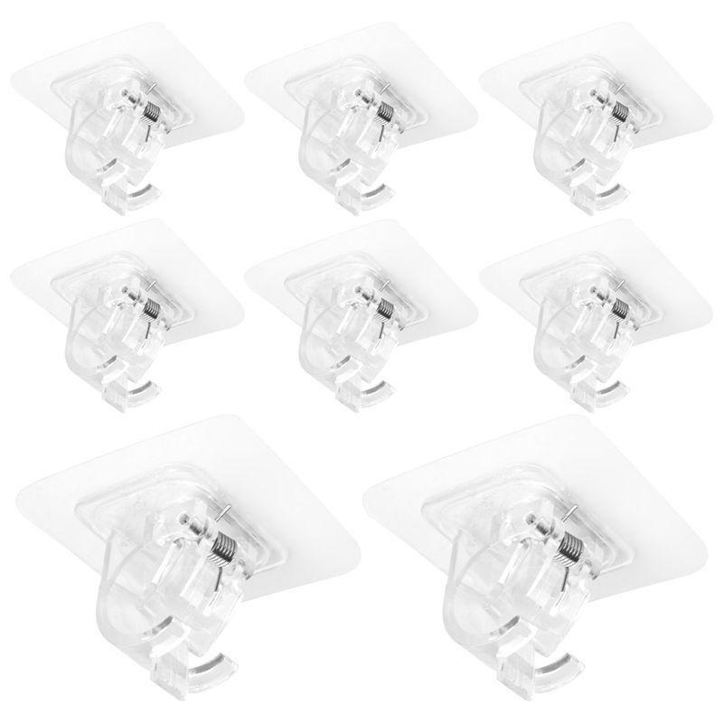 ABJI-8PCS No Drill Curtain Rod Brackets Curtain Rod Holder Hooks Nail Free Curtain Rod Hooks Curtain Hangers For Home