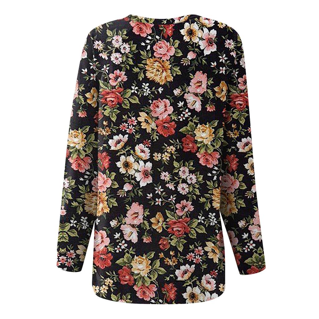 Женская повседневная модная блузка с длинным рукавом и круглым вырезом с принтом и пуловером