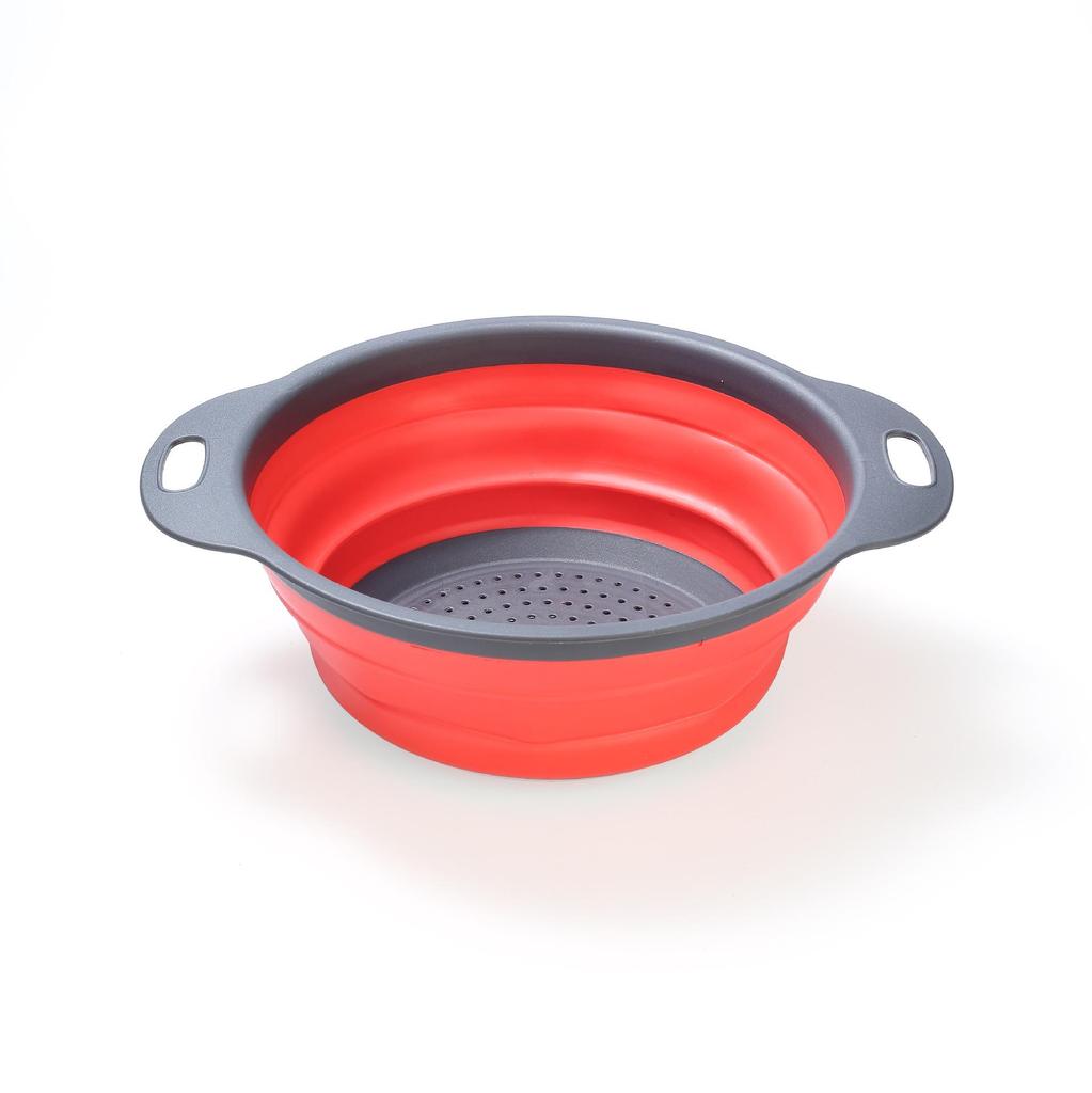 Foldable Silicone Colander Set: Easy-to-Store Round Kitchen Drain Baskets