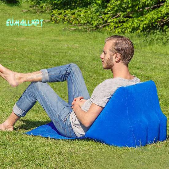 Подушка для кемпинга на открытом воздухе, треугольная подушка, флокированная надувная подушка из ПВХ, портативная складная летняя пляжная подушка для лежания, уличное дорожное оборудование