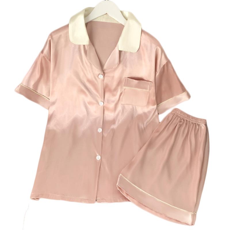 Wind Pajamas Girls Short-Sleeved Shorts Feel Cold Silk Cool High-Value Casual Loungewear Real Shot