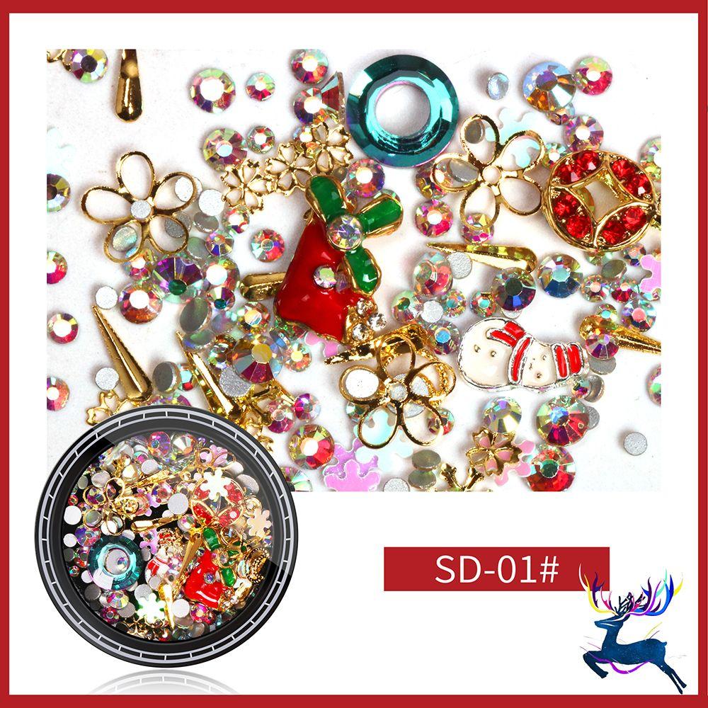 Xmas Tree Santa Manicure Decor Nail Art Decoration Nail Supplies Jewelry Christmas Nail Rhinestone