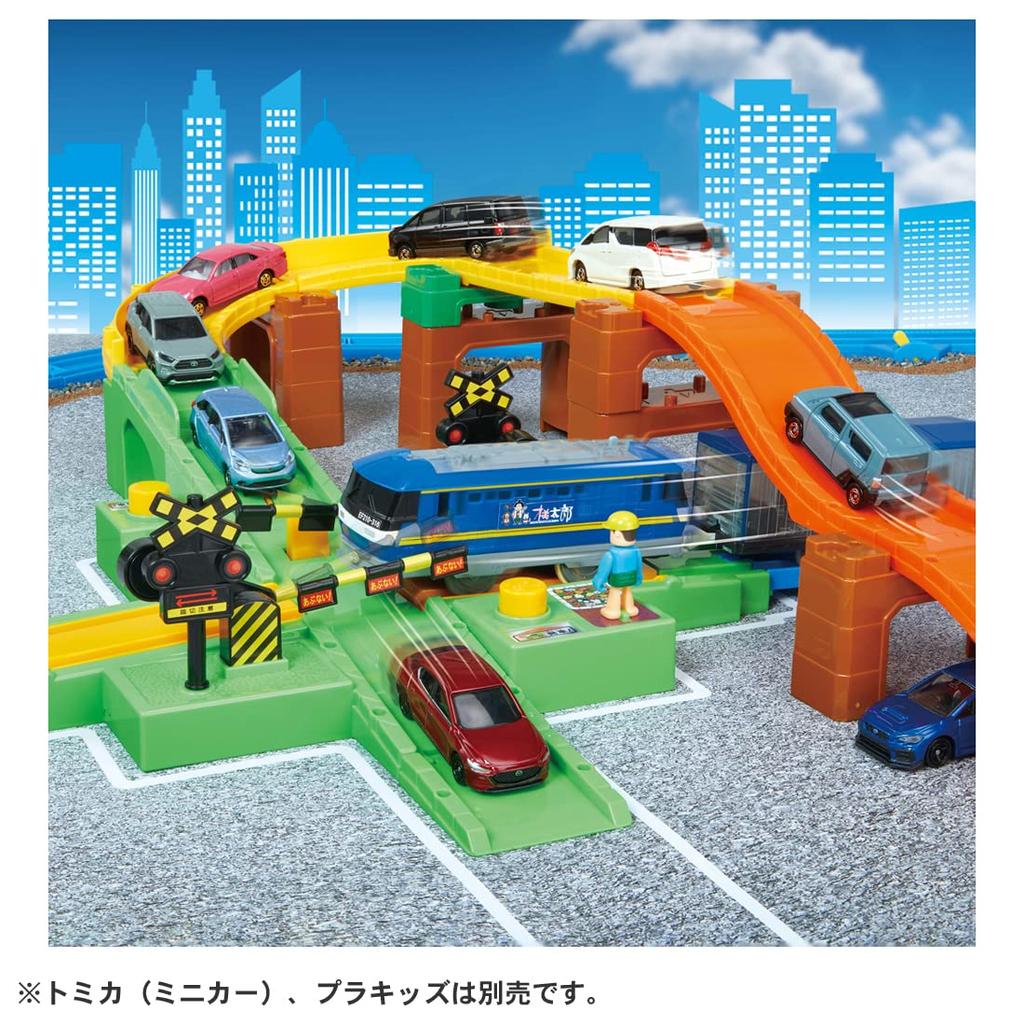 Play with Plarail Level Crossing Freight Train Set Let's Tomica! &