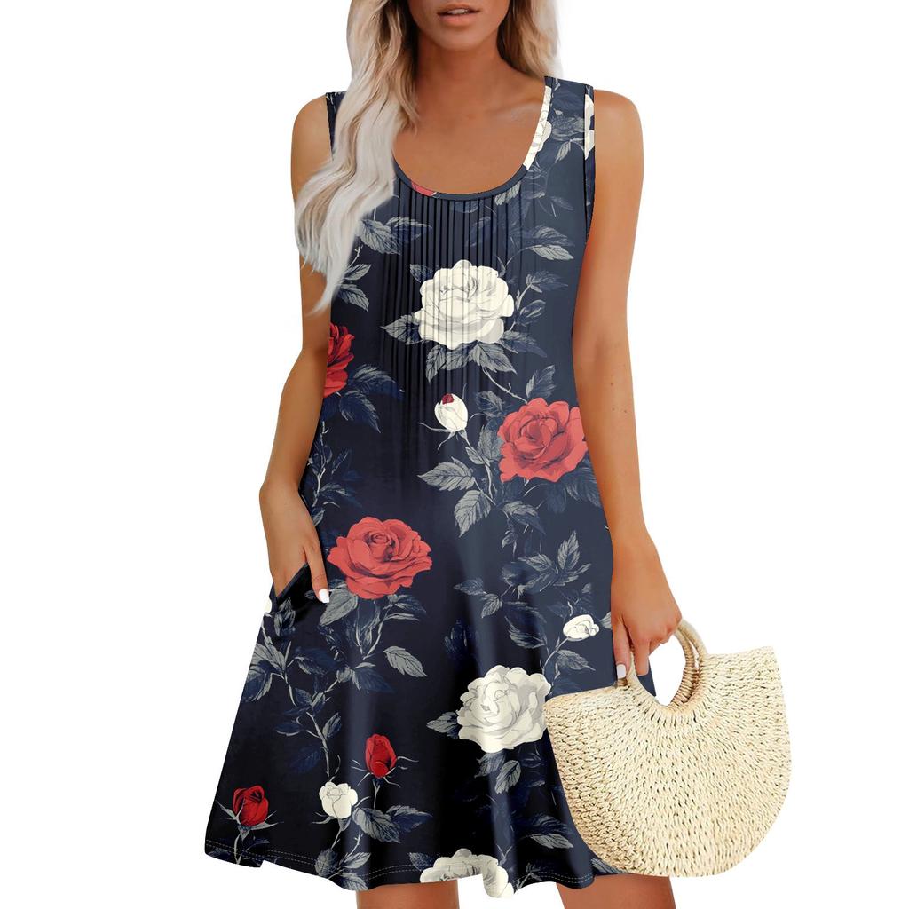 Женский повседневный сарафан с карманами, летнее пляжное платье в стиле бохо, праздничные платья для женщин, платья-майки