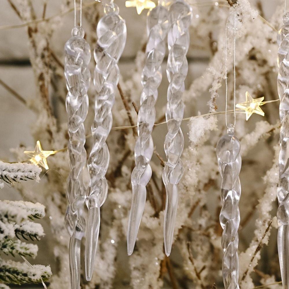12Pcs Acrylic Thread Christmas Tree Pendants Hanging Christmas Tree Drop Ornament  Noel Navidad