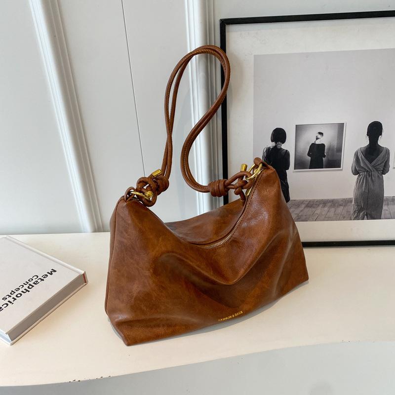 Сумка-тоут из искусственной кожи в стиле ретро для женщин, большая вместимость, сумки через плечо, роскошные модные коричневые сумки для шопинга, новинка 2024 года, большая сумка-хобо для подмышек