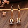 Kinel Rose Gold Color Orb Pendant Necklace Earrings Daily Easy Matching Fine Jewelry Set
