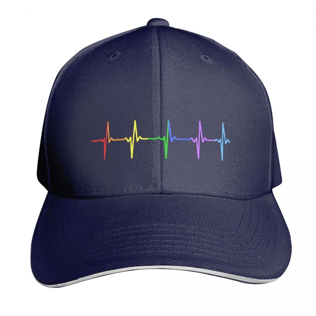 Rainbow Pulse Hearbeat LGBT Baseball Cap Trucker Hat New Hat Luxury Brand sailor cap for Unisex Unisex Womens