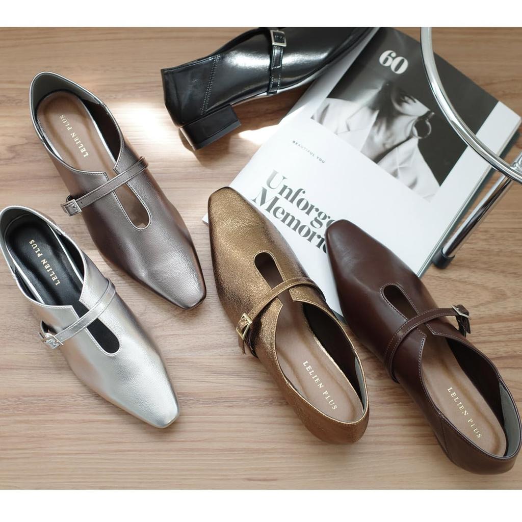 Мягкий квадрат Низкий каблук Легко надевать Легко SY409 [AmiAmi] Туфли-лодочки, Туфли-лодочки, Бабуши, Женские, 2-WAY, На, Носить, Обувь, Черный, (LL (24,0см - 24,5см), Серебряный)