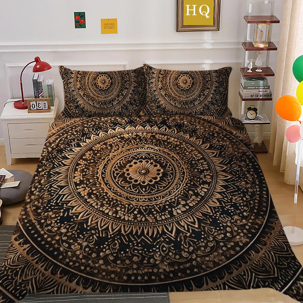 Роскошный домашний комплект постельного белья с принтом мандалы 3D, комплекты одеял, чехлов, женские наволочки из полиэстера размера Queen