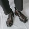 Мужские мотоциклетные повседневные черные уличные ретро коричневые кожаные туфли на платформе высокие ботинки уличный стиль панк ботинки большого размера