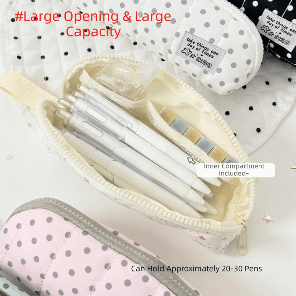 Y2k Pen Bag Cloth Pencil Pouch Makeup Cosmetic Storage Polka Dot Pencil Case Kids Children