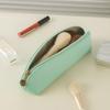 Travel Makeup Brush Holder Solid Color Pencil Stationery Pouch Zipper Closure Faux Leather Cosmetic Brush Storage Bag Portable Makeup Organizer