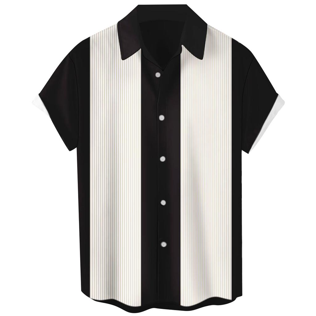 Гавайская рубашка для мужчин, мужские винтажные рубашки для боулинга на пуговицах, летняя пляжная рубашка с коротким рукавом