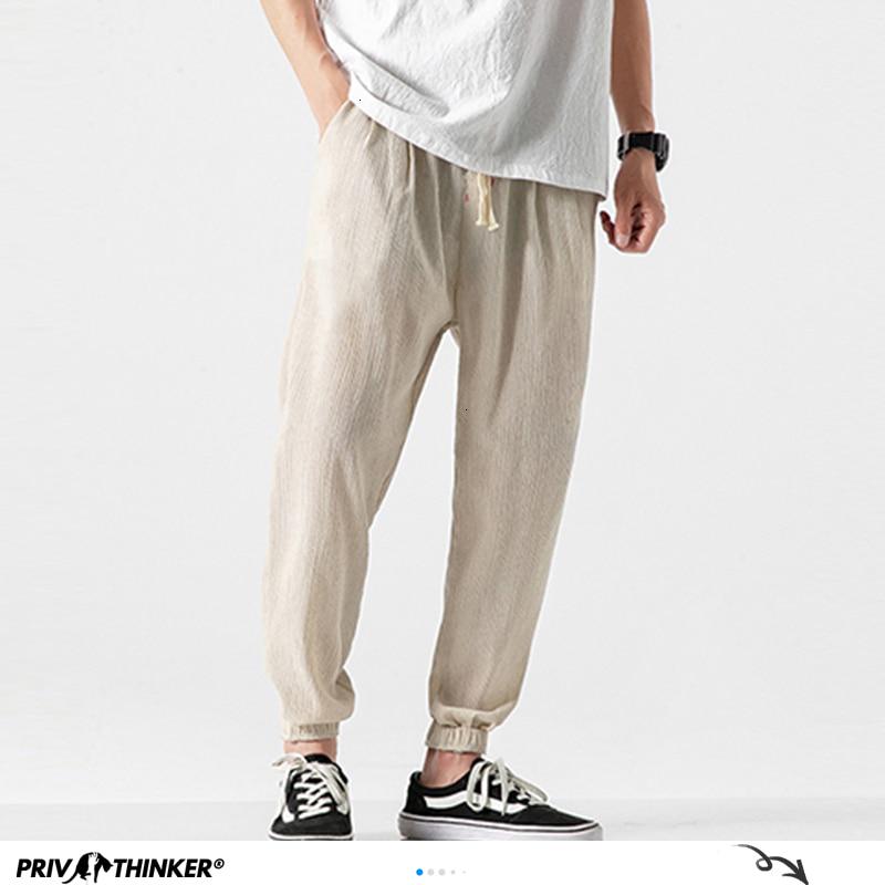 Harem Casual Privathinker Linen Cotton Pants Men Joggers Man Summer Trousers Male Chinese Style Baggy Pants 2020 Clothe