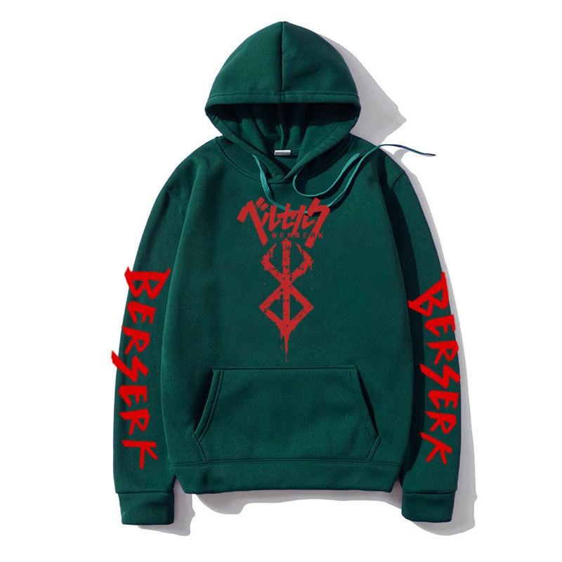 Mens Hooded Fleece Sweatshirt Inspired By Berserk Anime Streetwear Casual Oversized Pullover