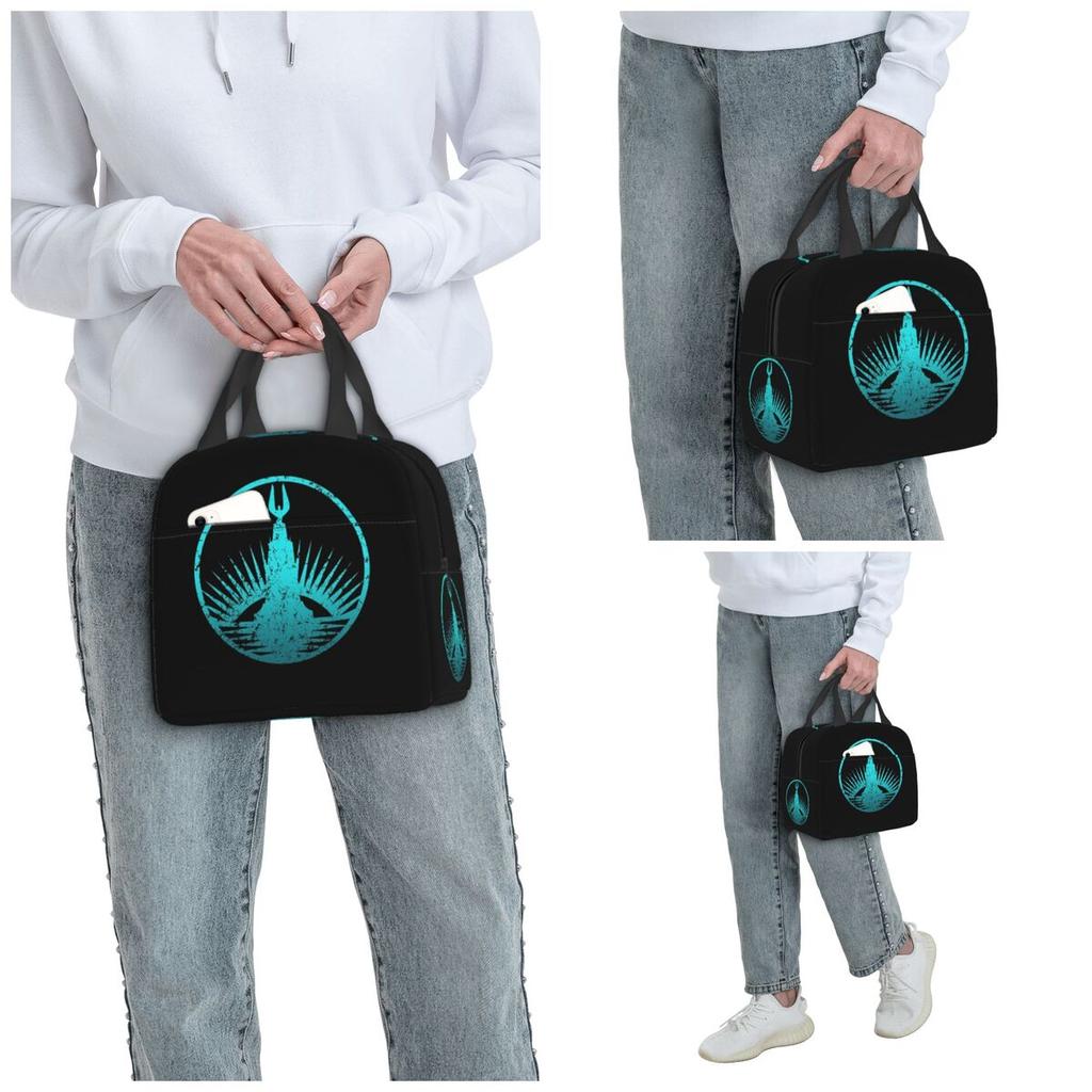 Bioshock Rapture Teal Faded Insulated Lunch Bag for Kids School Cooler Thermal Food Box Tote Portable Lunch Boxes Container