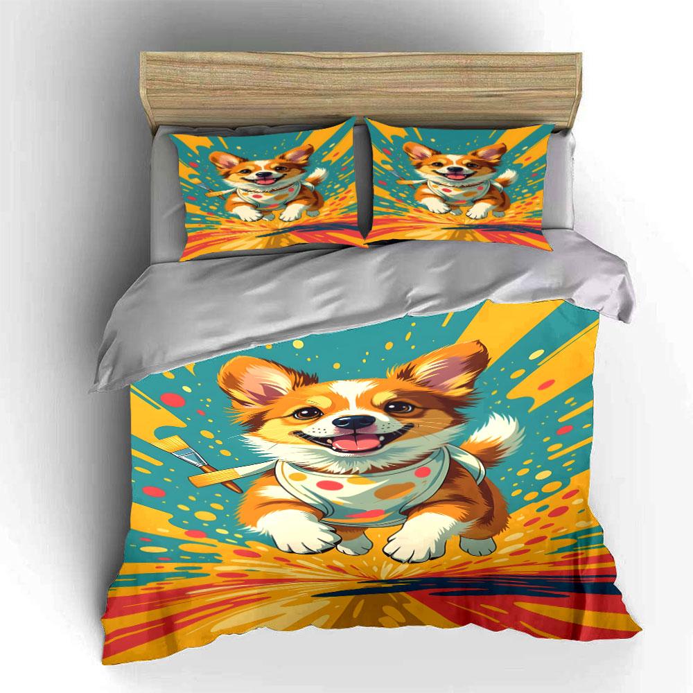 Joyful corgi splash burst! Bedding sets Duvet covers Pillowcases(1* Duvet Cover 2* Pillowcases without duvet insert)