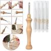 DIY Craft Knitting Embroidery Pen Wooden Handle Poke Needle Needle Threader Punch Needle Tool