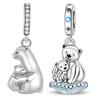 Polar Bear Charms Bead Copper Snowflake Dangle Pendant Fit Bangle Bracelet Necklace Diy Jewelry
