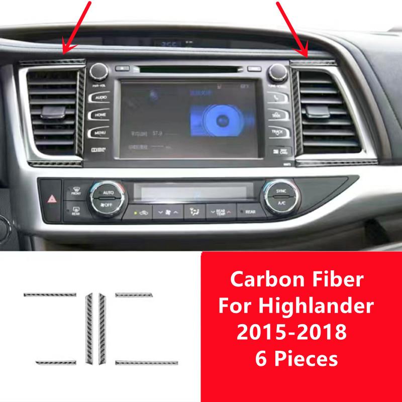 Carbon Fiber Stickers Car Center Console Panel Decorative Cover Trim Strips For For Toyota Highlander Car Interior