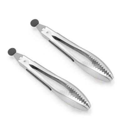 Кухонные щипцы из нержавеющей стали, набор из 2 предметов, щипцы для еды 8,8 дюйма, устойчивы к высоким температурам, с нескользящими зубцами и нескользящими полосками, для приготовления пищи, гриля