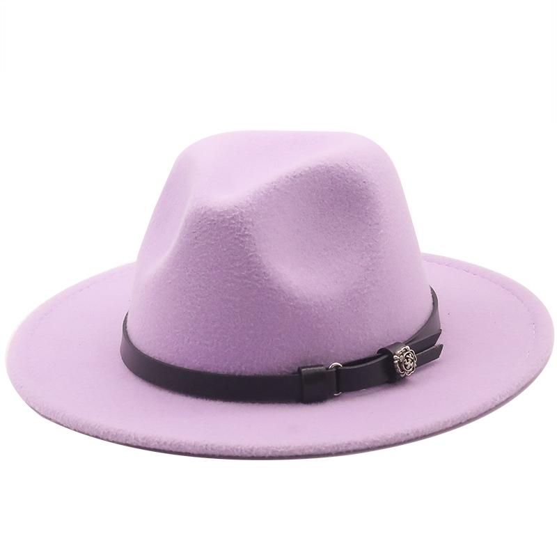 Новая женская и мужская шерстяная шляпа-федора с кожаной лентой, джентльменская элегантная женская кепка зима-осень с широкими полями, джазовая церковная панама-сомбреро