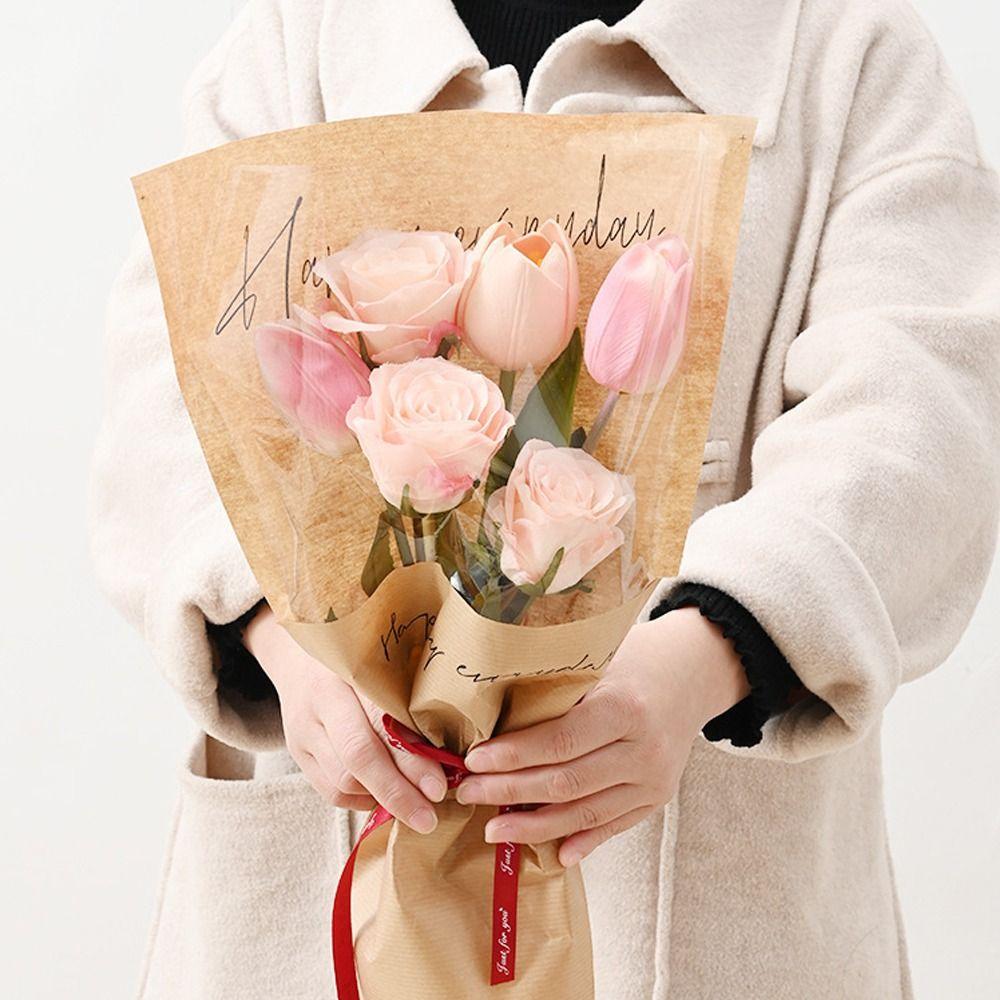 20/30PCS Transparent Rose Packing Sleeve Bag Wrapping Sleeve Flower Packaging Bag Valentine's Day