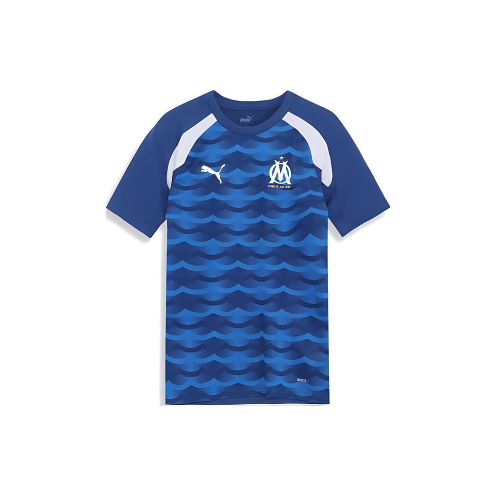 Puma Color Block Letter Logo Print Embroidered Slim Fit Short Sleeve T-Shirt Men Tops Blue 771898-02