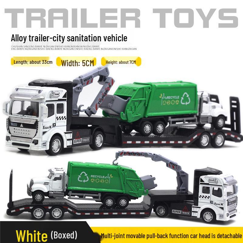 Children's Alloy Transport Toy: Pull-Back Fire Truck, Trailer, Tank & Excavator