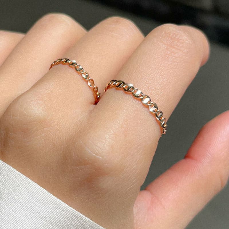 Own Daria Flat Chain Ring (3-pun, 5-pun, 7-pun, 1-don / 14k gold)