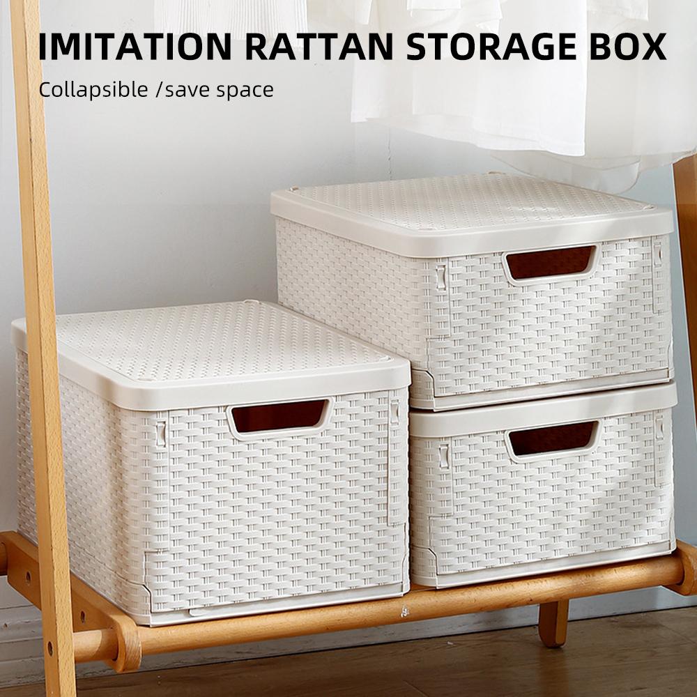 Белый складной ящик для хранения, водонепроницаемый контейнер-органайзер для ящика для хранения с двумя ручками,