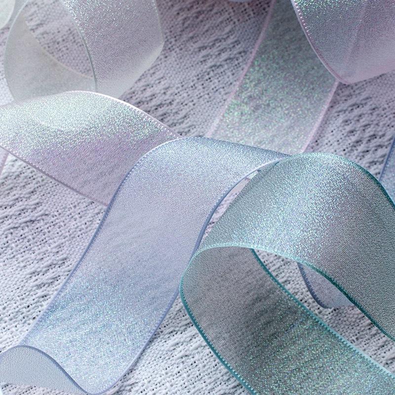 4.0cm Reflective Colorful Yarn Bow Ribbon with Fishtail and Yarn Flower for Kindergarten Crafts