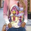 Women's Casual Christmas Graphic Long Sleeve T-Shirt - Crew Neck, Soft Polyester, Machine Washable