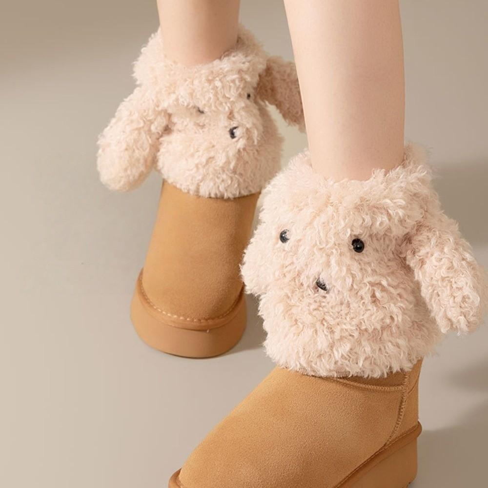 JK Puppy Leg Warmers Y2K Plush Boots Cover Cute Dog Ears Foot Cover Fall Winter