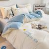Комплект постельного белья в корейском стиле, пододеяльник из стираного хлопка, двуспальный, двуспальный, пододеяльник, простыня с резинкой, наволочка, постельное белье