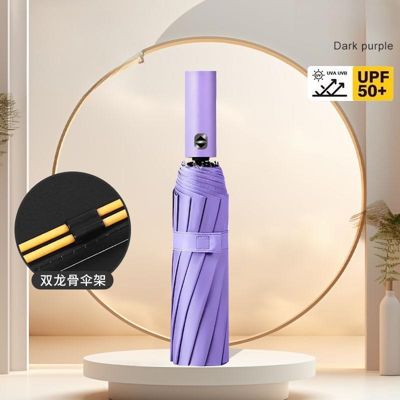 Автоматический складной зонт - Большой, Усиленный, Двойного назначения от солнца и дождя, С защитой от УФ-лучей, Унисекс