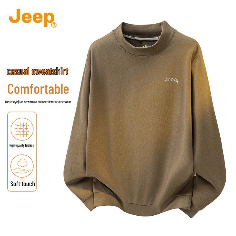 JEEP Men's Semi-High Collar Long Sleeve Sweatshirt