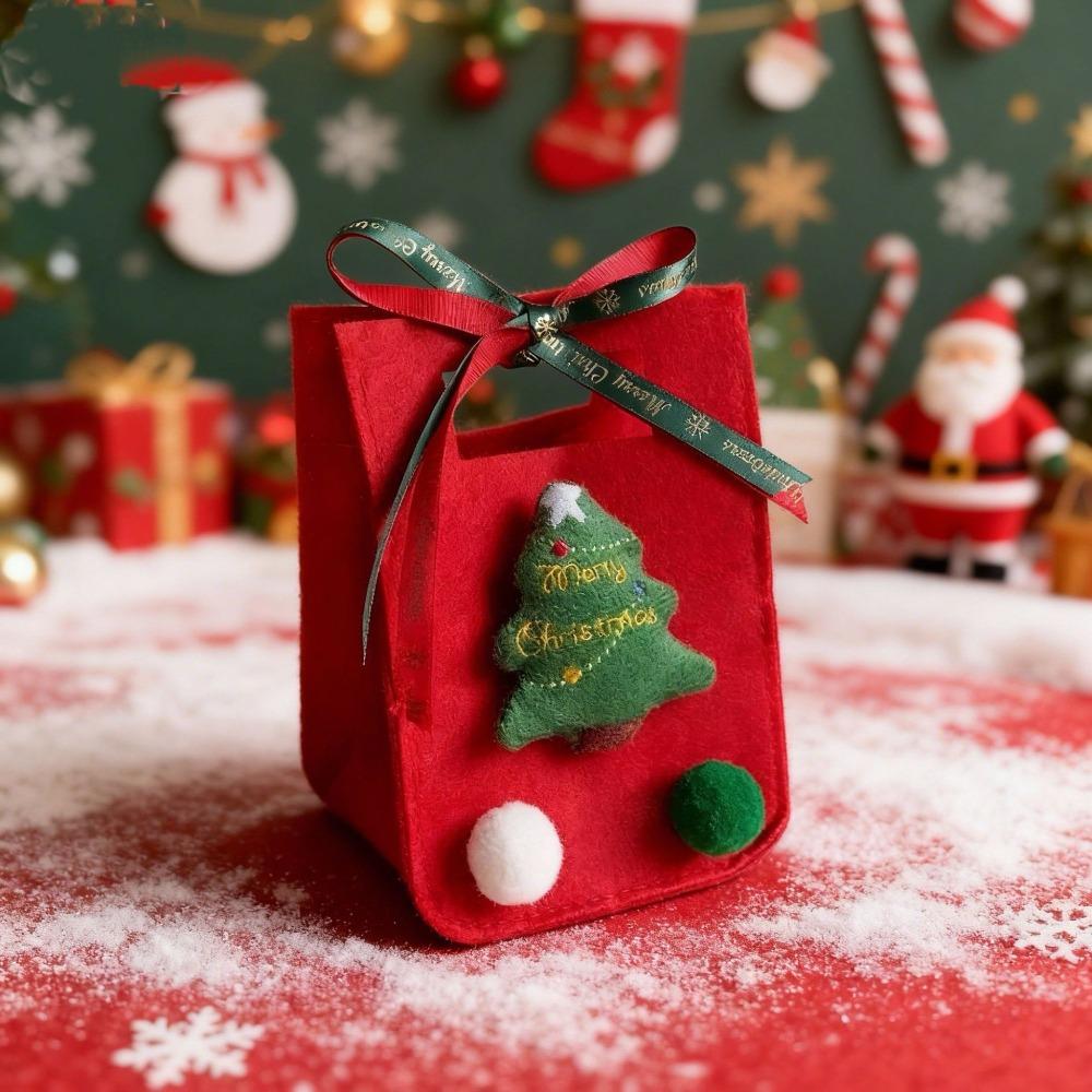 2PCS Felt Cloth Christmas Gift Bag Red Green Felt Candy Pouch Christmas Candy Bags Christmas Season
