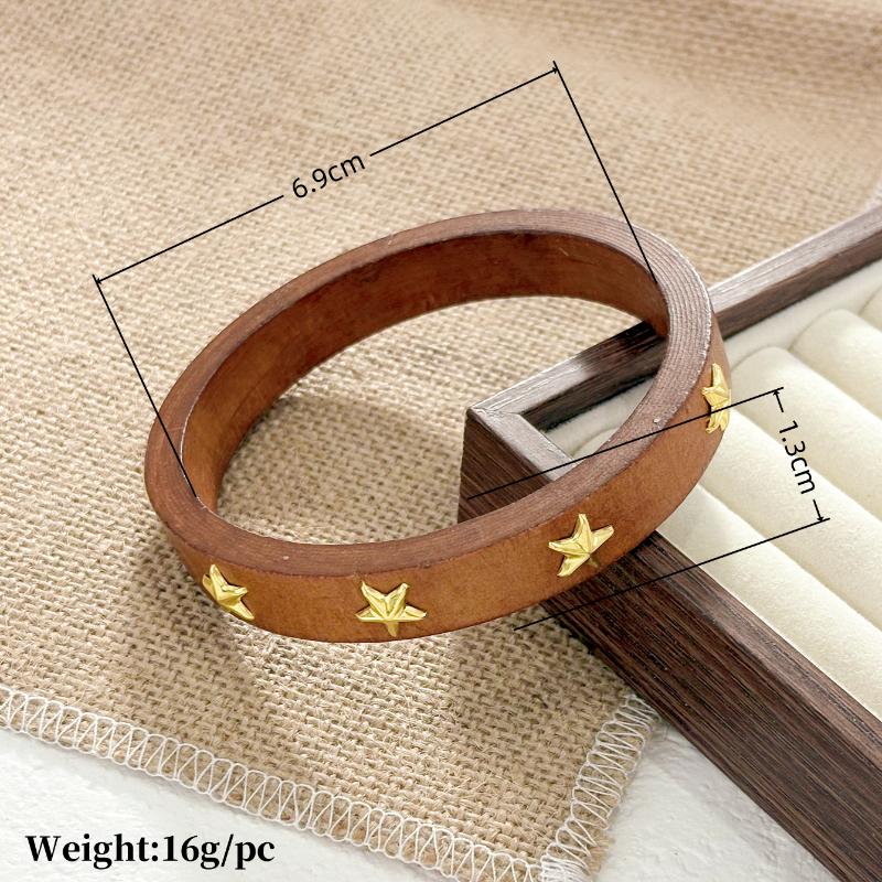 Винтажный этнический деревянный браслет для женщин, панк, геометрический, с заклепками, бусинами, широкий браслет, преувеличенное украшение для рук