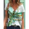 V-neck Short Sleeved Top with Sexy 3D Animal Butterfly Dragonfly Print Women's T-shirts