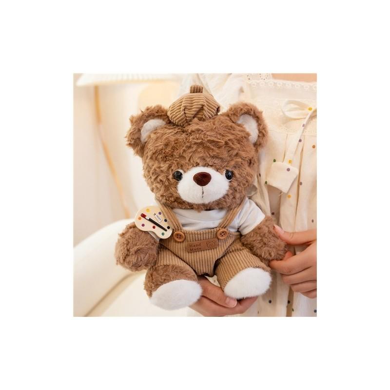 Cute Cartoon Overalls Rabbits And Bear Plush Doll Toys For Kids Playroom Decor And Collecting