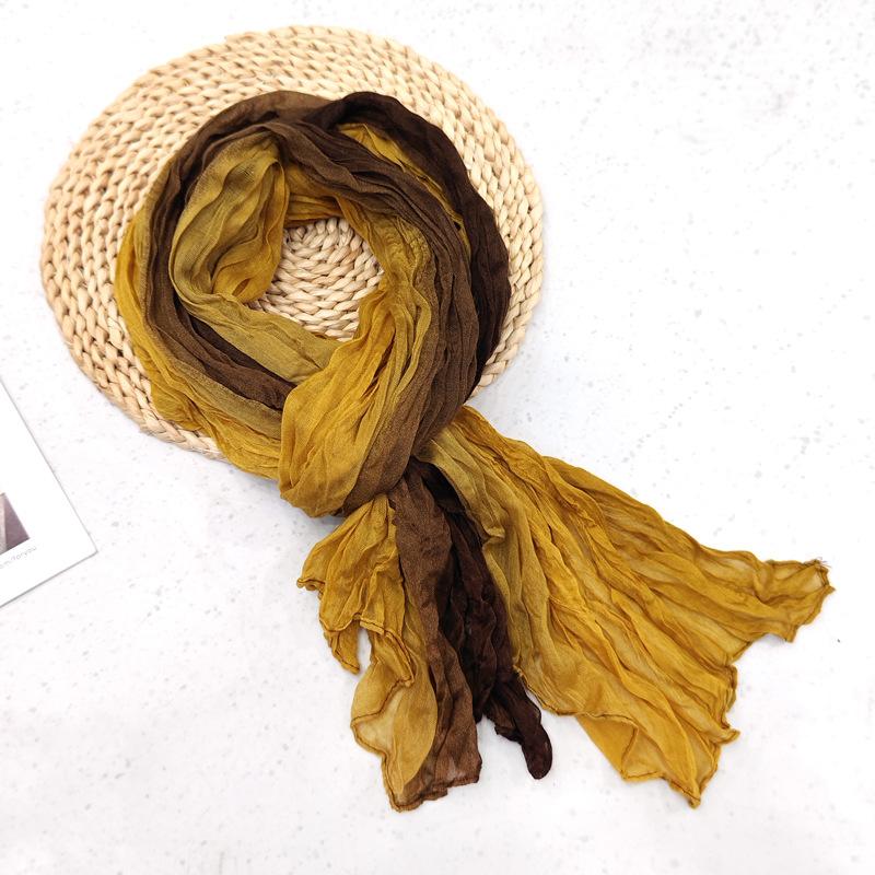 Плетеный шарф, мятый, простой и универсальный, шелковый шарф, осенне-зимняя цветочная шаль, шарф из балийской пряжи для женщин