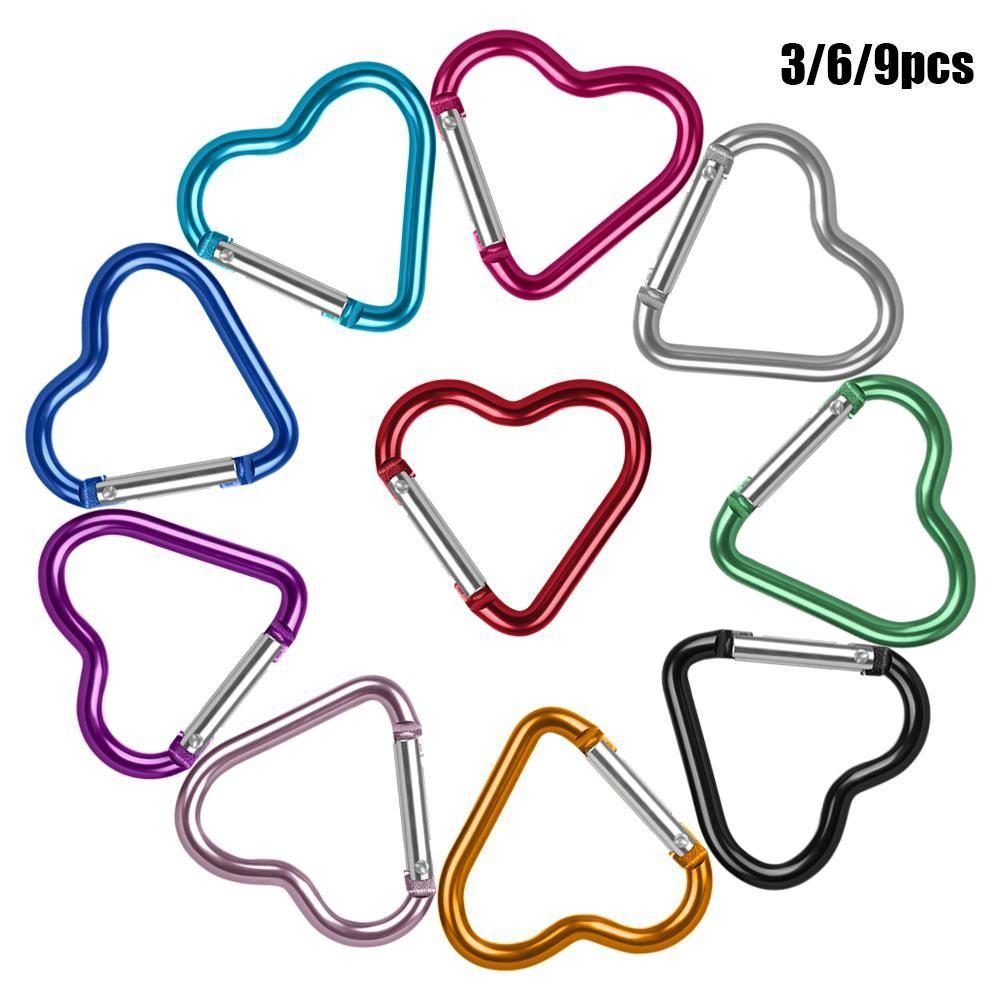Tool Water Bottle Hanging Keyring Hook Keychain Clip Aluminum Carabiner Heart-shaped Buckles
